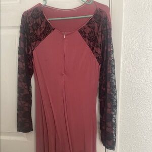 Source Unknown Pink Sheath Dress with Long Raglan Sleeves